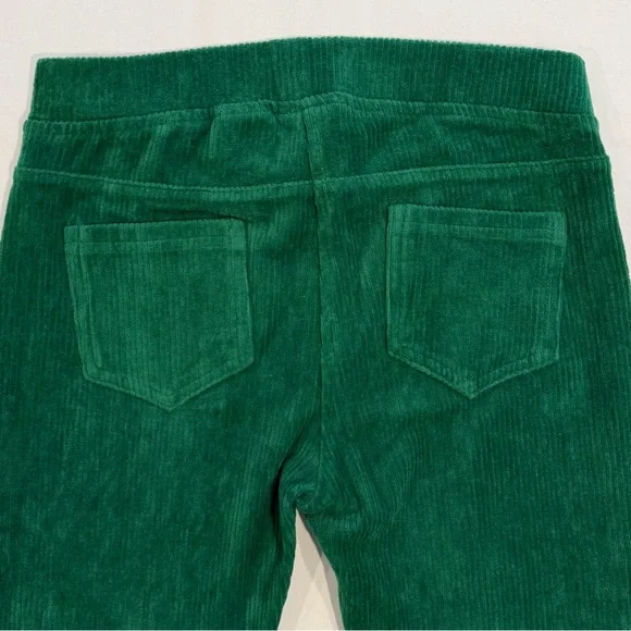 Hanna Andersson Ribbed Velour Pants Girls 8 130 cm Deep Green Corduroy Leggings - Picture 5 of 5